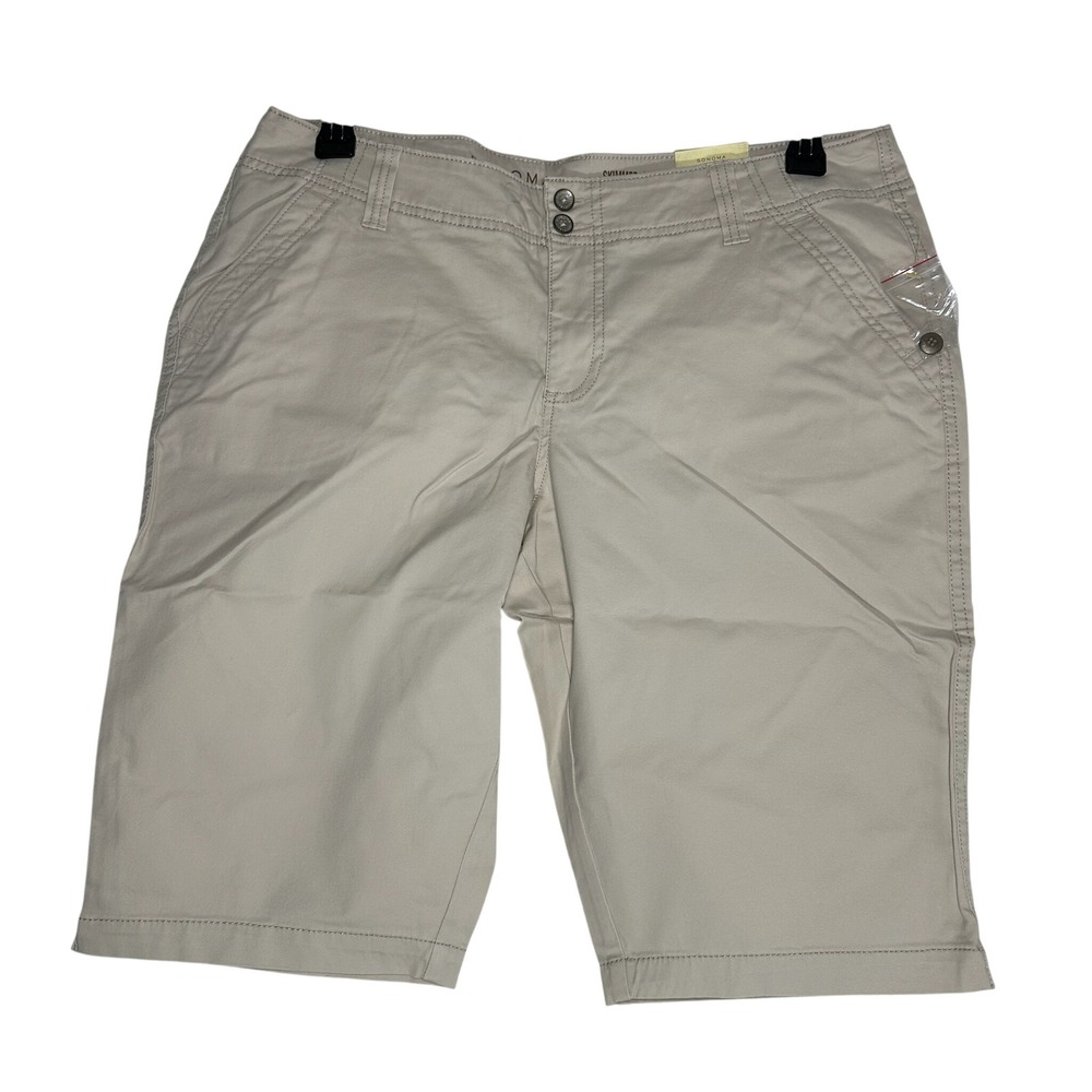 Sonoma Life Style Skimmer Shorts Womens 16P Oatmeal Beige Mid Rise SPE247033 NEW